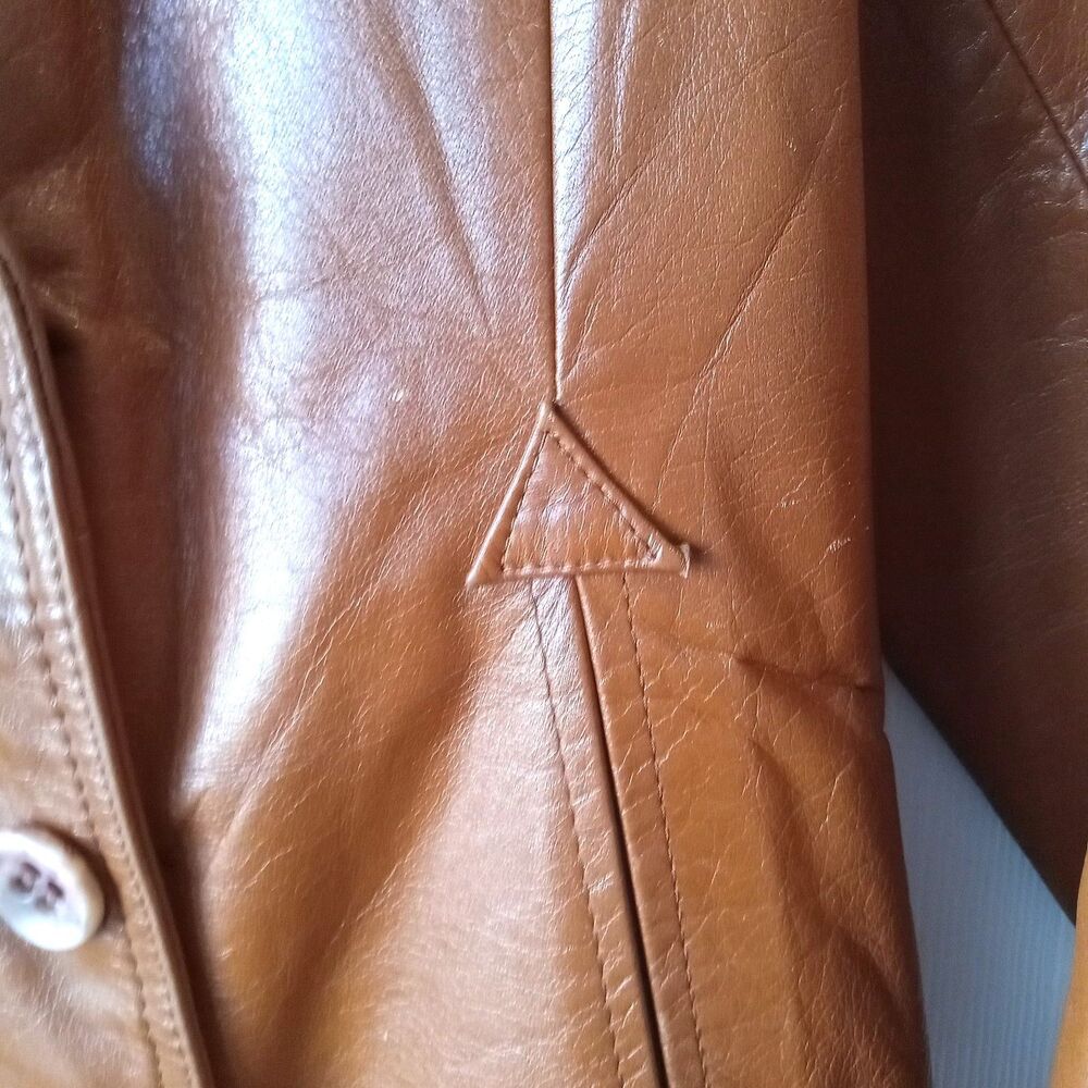 Etienne Aigner Size 10 Vintage Leather Jacket Coat Women's Camel Brown - Picture 7 of 14